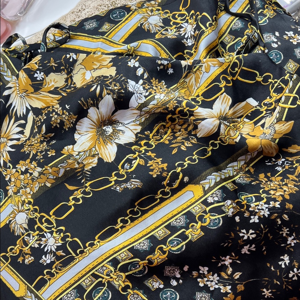 Princess Polly Black & Gold Floral Chain Print Dress